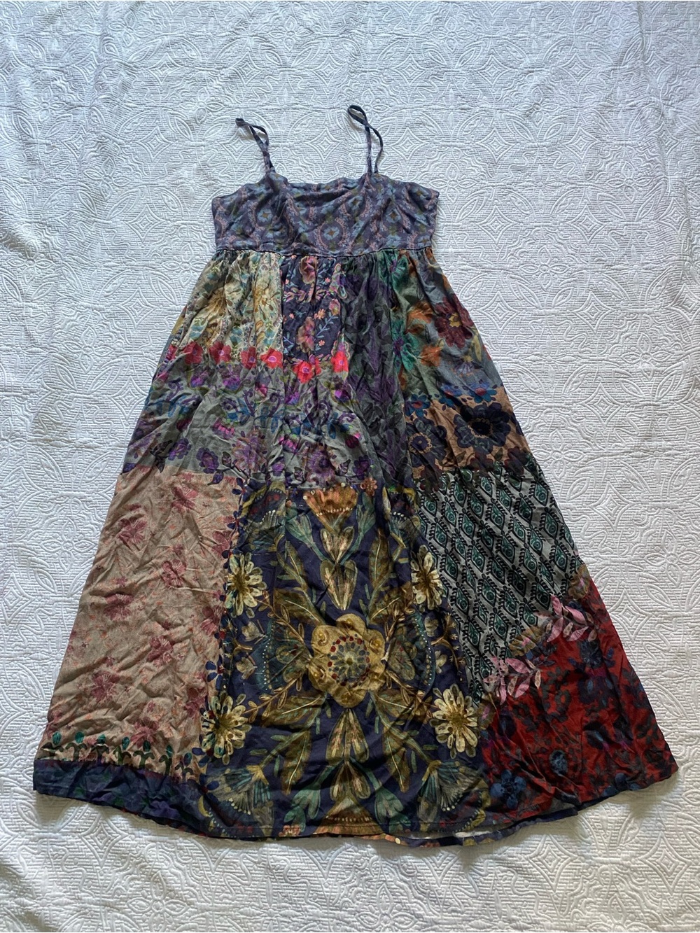 NATURAL LIFE Patchwork Floral Maxi Dress - Navy, Green, Red, Gold